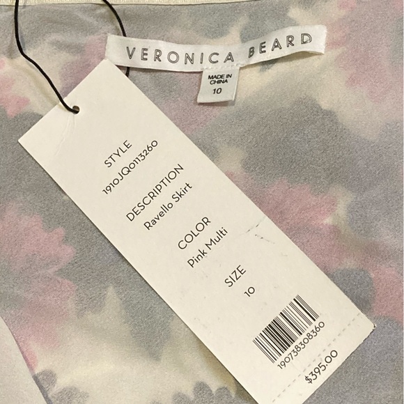 NWT Veronica Beard Pink Multi Floral Jacquard Ruched Stretch Silk Skirt - Sz 10 - Picture 6 of 8